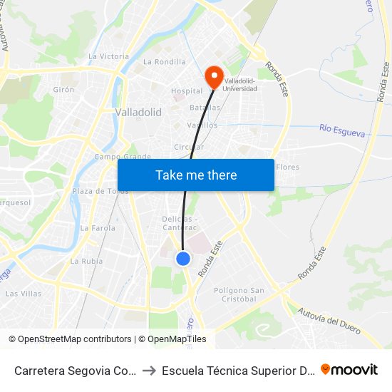 Carretera Segovia Colegio Hijas De Jesús to Escuela Técnica Superior De Ingenieros Industriales map