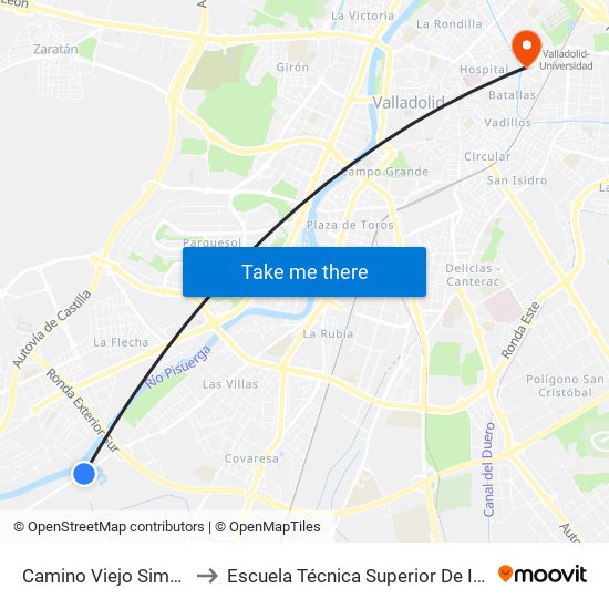 Camino Viejo Simancas El Barrio to Escuela Técnica Superior De Ingenieros Industriales map