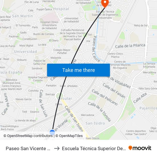 Paseo San Vicente 35 Esquina Sevilla to Escuela Técnica Superior De Ingenieros Industriales map