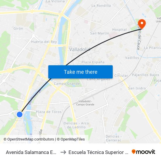 Avenida Salamanca Esquina Doctor Villacián to Escuela Técnica Superior De Ingenieros Industriales map