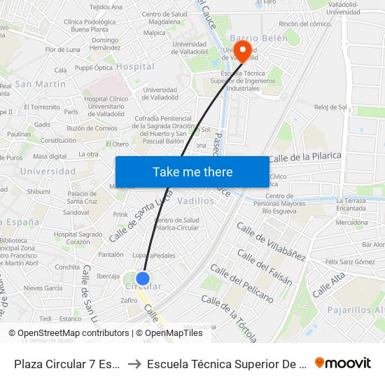 Plaza Circular 7 Esquina Industrias to Escuela Técnica Superior De Ingenieros Industriales map