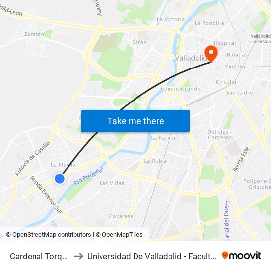 Cardenal Torquemada to Universidad De Valladolid - Facultad De Derecho map