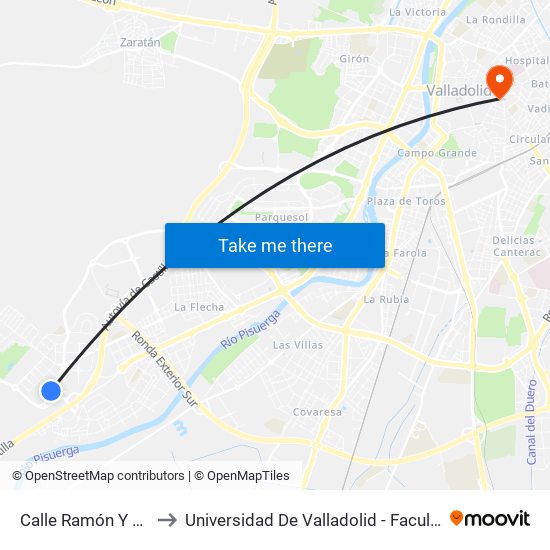 Calle Ramón Y Cajal 49b to Universidad De Valladolid - Facultad De Derecho map