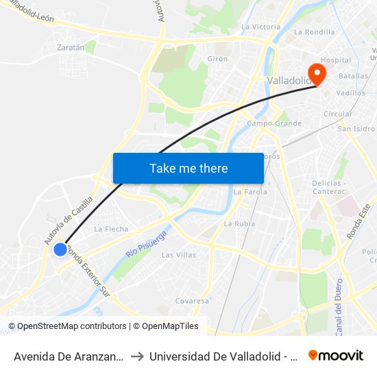 Avenida De Aranzana (Ieso Arroyo) to Universidad De Valladolid - Facultad De Derecho map