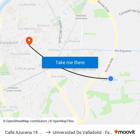Calle Azucena 18 Esquina Dalia to Universidad De Valladolid - Facultad De Derecho map