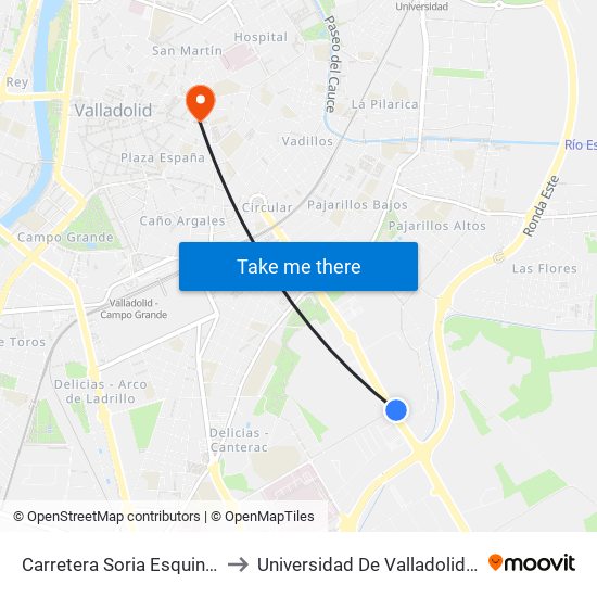 Carretera Soria Esquina Paramo San Isidro to Universidad De Valladolid - Facultad De Derecho map