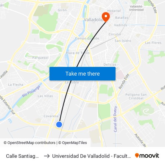 Calle Santiago Alba 3 to Universidad De Valladolid - Facultad De Derecho map