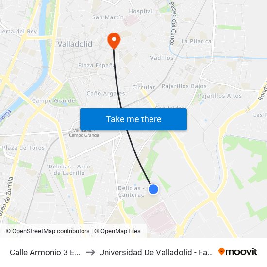 Calle Armonio 3  Esquina Laúd to Universidad De Valladolid - Facultad De Derecho map