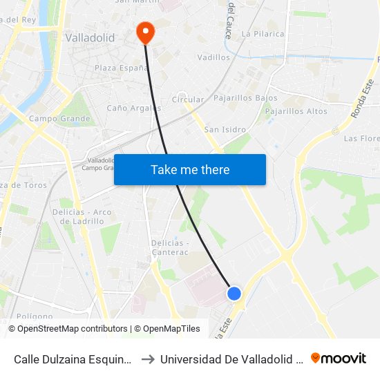 Calle Dulzaina Esquina Arribes Del Duero to Universidad De Valladolid - Facultad De Derecho map