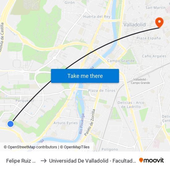 Felipe Ruiz Martín to Universidad De Valladolid - Facultad De Derecho map