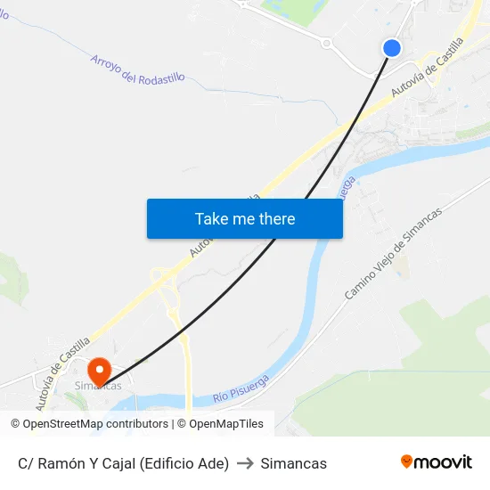 Arroyo De La Encomienda. C/ Ramón Y Cajal (Edificio Ade) to Simancas map