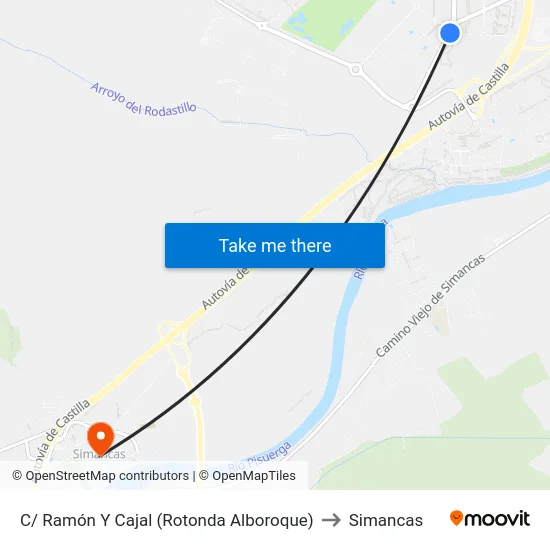 Arroyo De La Encomienda. C/ Ramón Y Cajal (Frente Parque De Mayores) to Simancas map