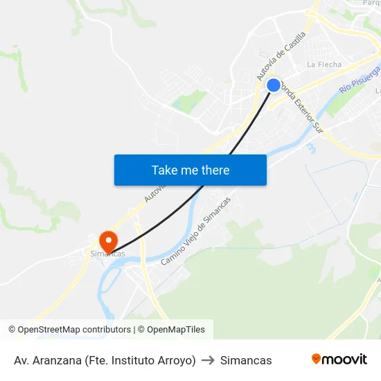 Arroyo De La Encomienda. Av. Aranzana (Frente Ieso Arroyo) to Simancas map