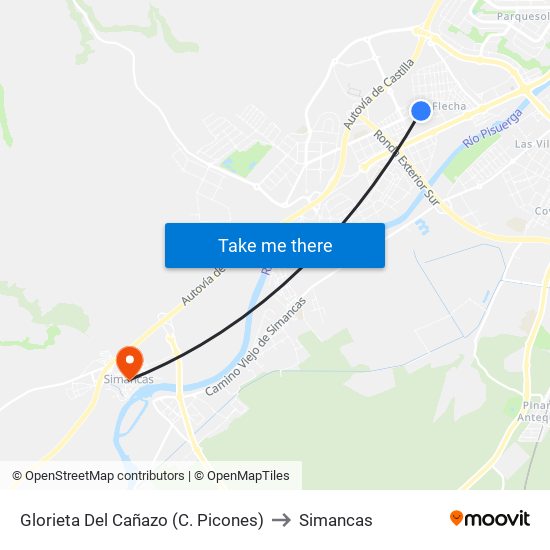 Glorieta Del Cañazo (C. Picones) to Simancas map