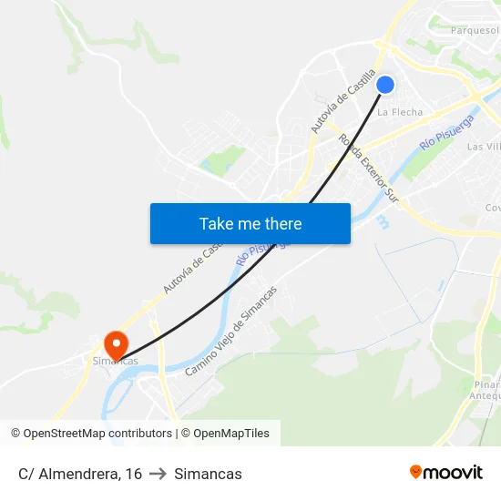 C/ Almendrera, 16 to Simancas map