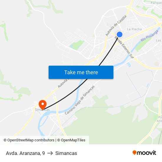 Avda. Aranzana, 9 to Simancas map