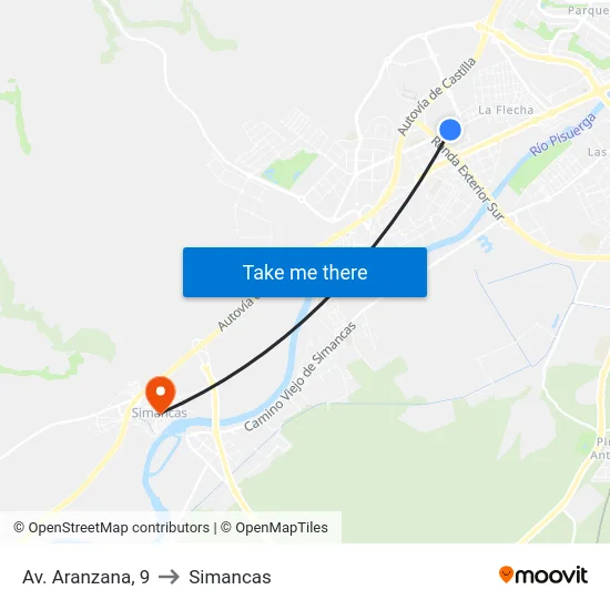 Arroyo De La Encomienda. Av. Aranzana, Frente 9 to Simancas map