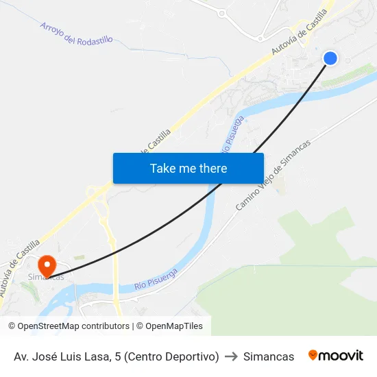 Arroyo De La Encomienda. Av. José Luis Lasa (C.D. La Vega) to Simancas map