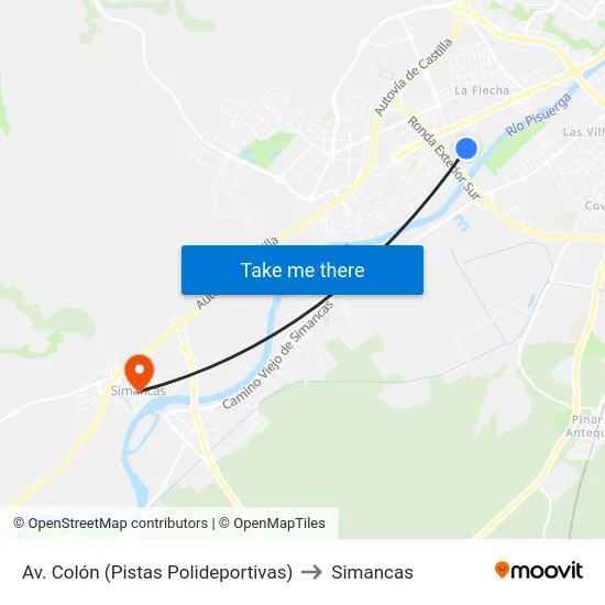 Arroyo De La Encomienda. Av. Colón, 175 to Simancas map