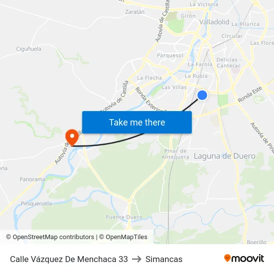 Calle Vázquez De Menchaca 33 to Simancas map