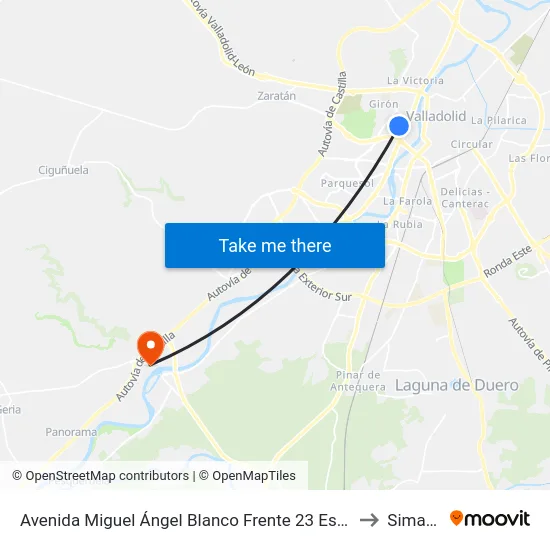 Avenida Miguel Ángel Blanco Frente 23 Esq. Pío Río Hortega to Simancas map