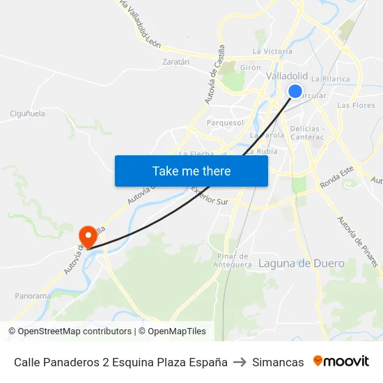 Calle Panaderos 2 Esquina Plaza España to Simancas map