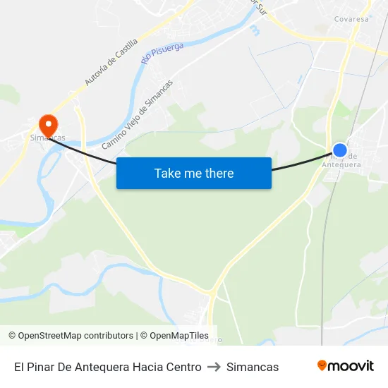 El Pinar De Antequera Hacia Centro to Simancas map