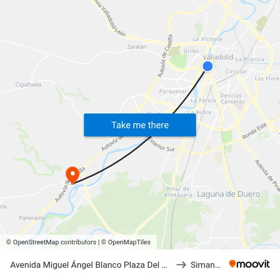 Avenida Miguel Ángel Blanco Plaza Del Milenio to Simancas map