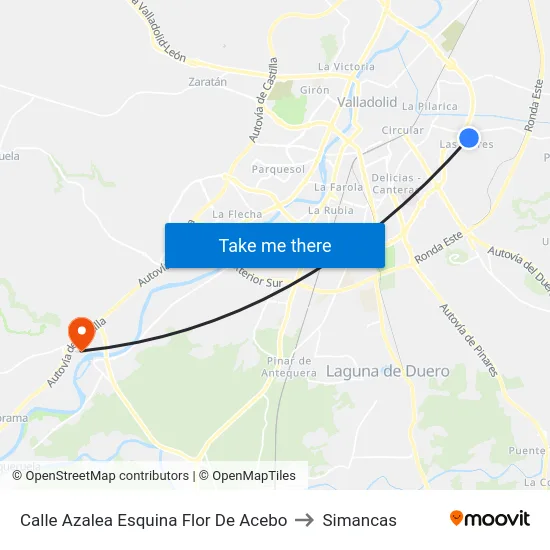 Calle Azalea Esquina Flor De Acebo to Simancas map