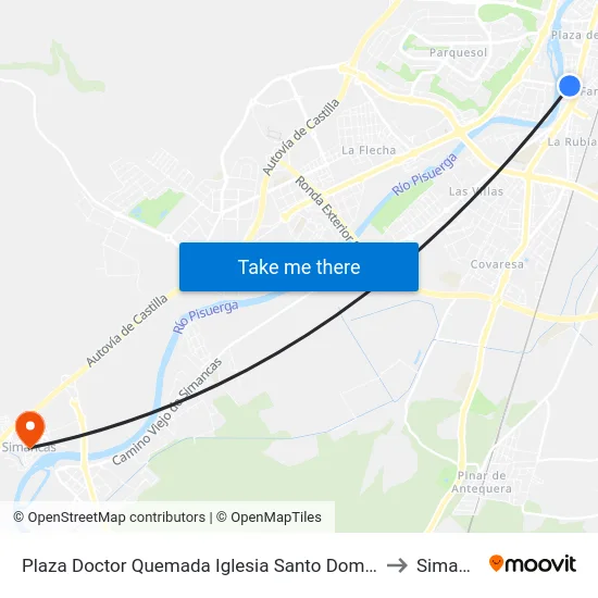 Plaza Doctor Quemada Iglesia Santo Domingo Guzmán to Simancas map