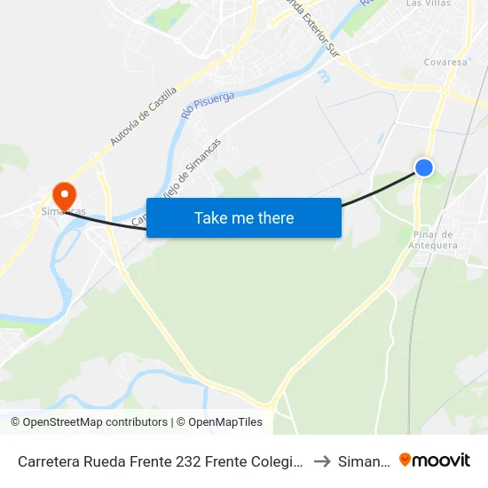 Carretera Rueda Frente 232 Frente Colegio Ave María to Simancas map