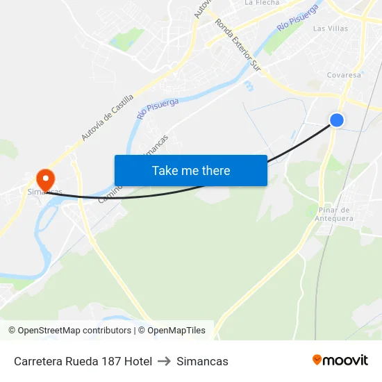Carretera Rueda 187 Hotel to Simancas map
