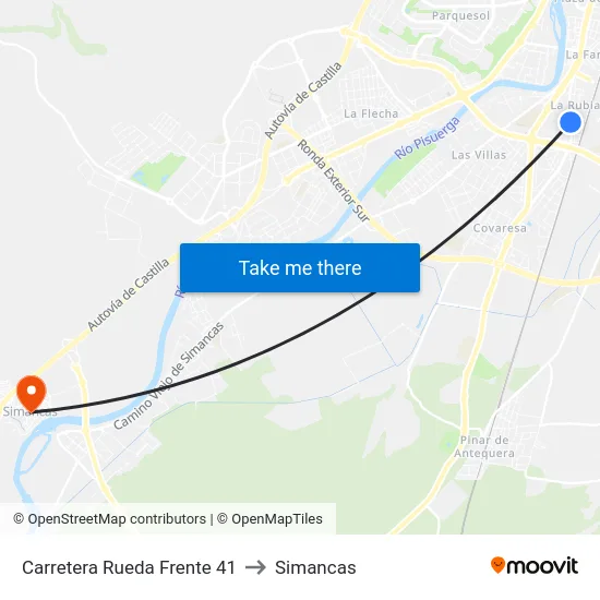 Carretera Rueda Frente 41 to Simancas map