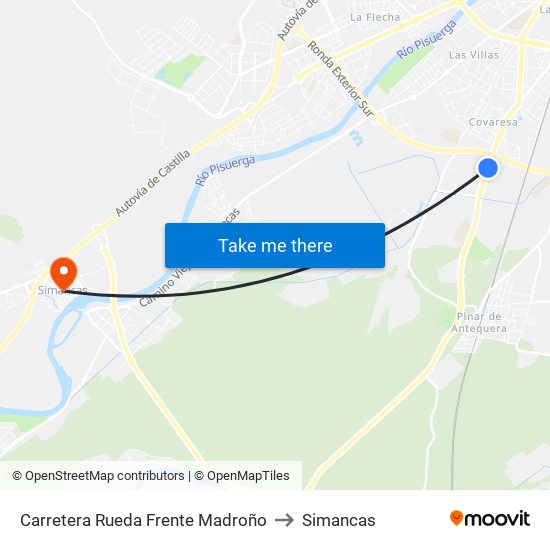 Carretera Rueda Frente Madroño to Simancas map