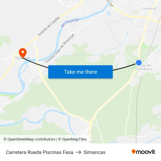 Carretera Rueda Piscinas Fasa to Simancas map