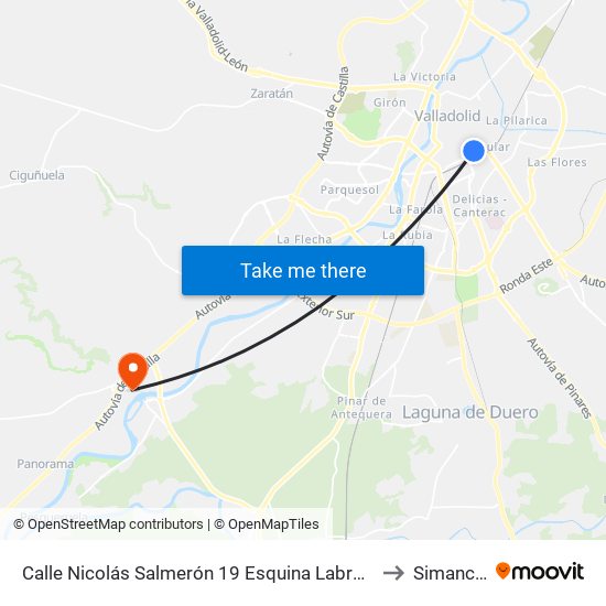Calle Nicolás Salmerón 19 Esquina Labradores to Simancas map