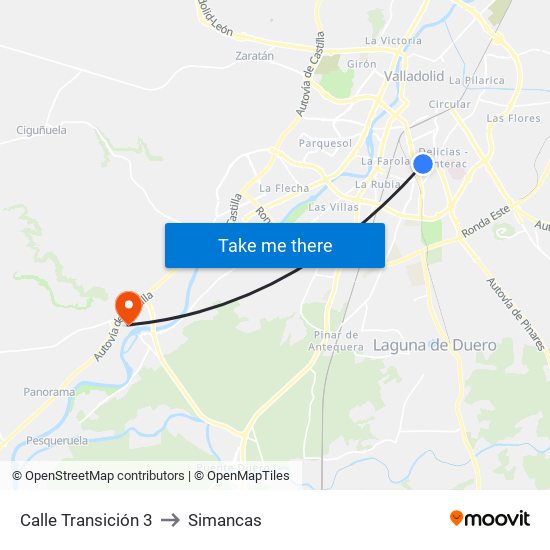 Calle Transición 3 to Simancas map