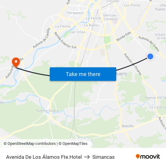 Avenida De Los Álamos Fte.Hotel to Simancas map