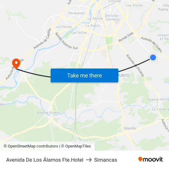 Avenida De Los Álamos Fte.Hotel to Simancas map