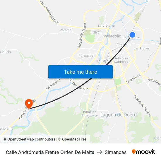 Calle Andrómeda Frente Orden De Malta to Simancas map
