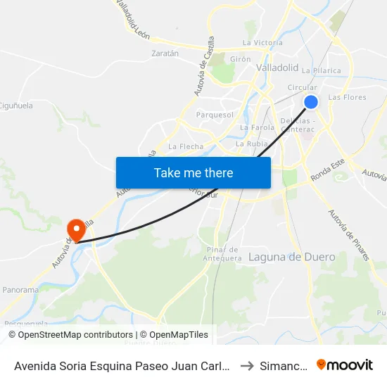 Avenida Soria Esquina Paseo Juan Carlos I to Simancas map