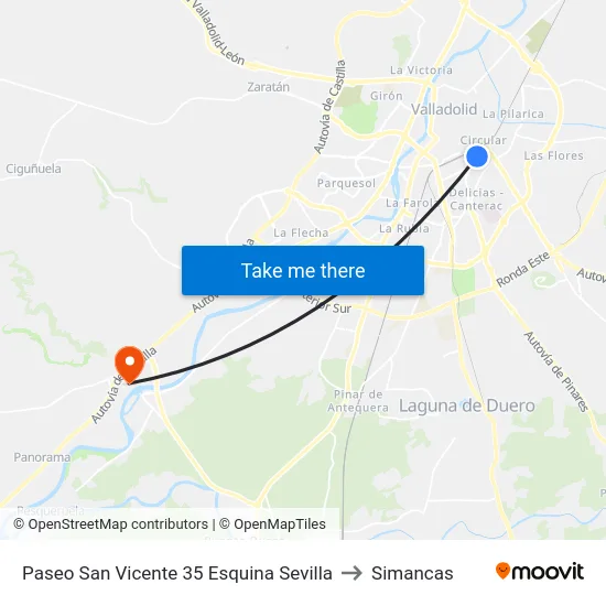 Paseo San Vicente 35 Esquina Sevilla to Simancas map