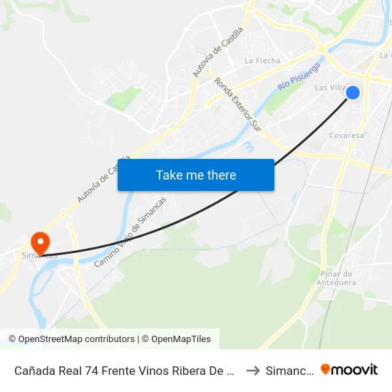 Cañada Real 74 Frente Vinos Ribera De Duero to Simancas map