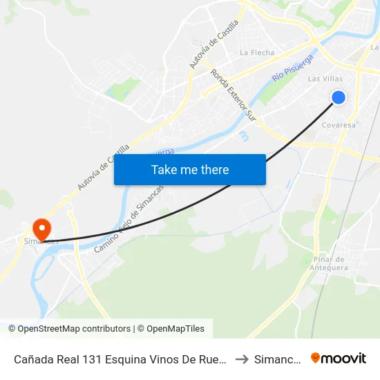 Cañada Real 131 Esquina Vinos De Rueda to Simancas map