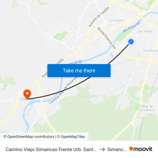 Camino Viejo Simancas Frente Urb. Santa Ana to Simancas map