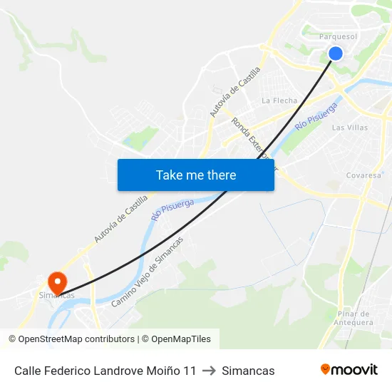 Calle Federico Landrove Moiño 11 to Simancas map