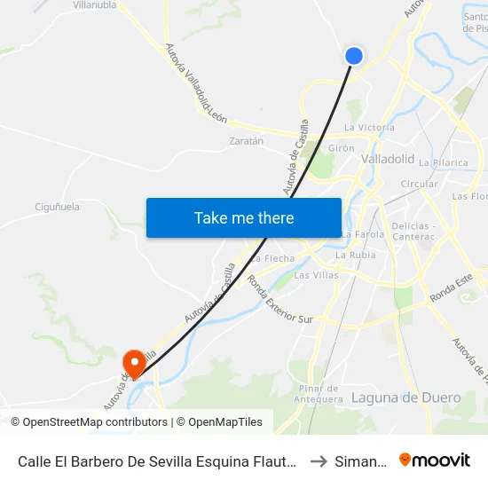 Calle El Barbero De Sevilla Esquina Flauta Mágica to Simancas map