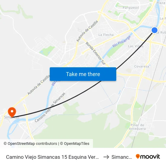 Camino Viejo Simancas 15 Esquina Vereda to Simancas map