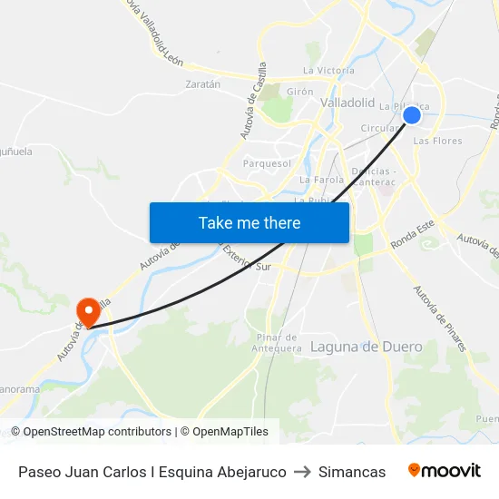 Paseo Juan Carlos I Esquina Abejaruco to Simancas map