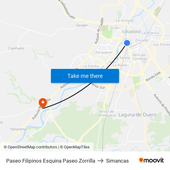 Paseo Filipinos Esquina Paseo Zorrilla to Simancas map